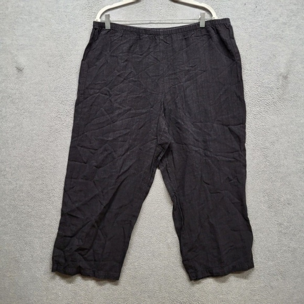 Eileen Fisher Women Pants Large‎ Gray Cropped Linen Blend Wide Leg 23 in Inseam